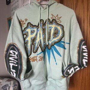 CivilizeD PAID Make friend NOT Money MINT GREEN Mens SMALL HOODIE NEW!